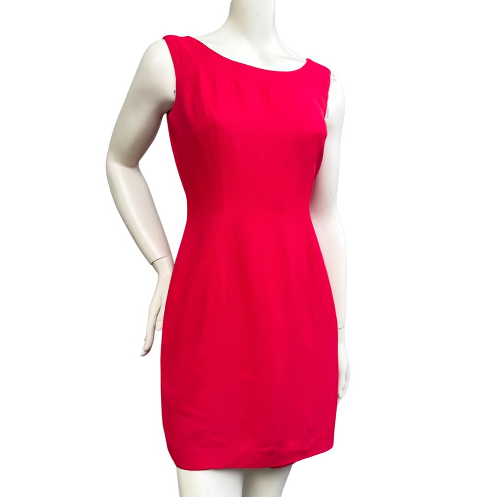 Nina K Red Mini Dress Cross Back Cut Out‎ Sleeveless Sheath Vintage 90s Party 6